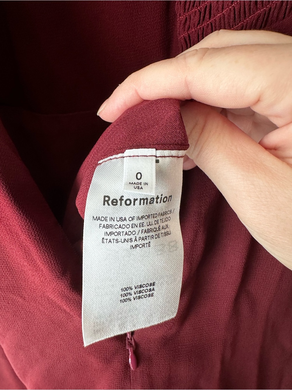 Reformation Burgundy Maroon Strappy Slip Ruffle Maxi Dress size 0 - Picture 3 of 15
